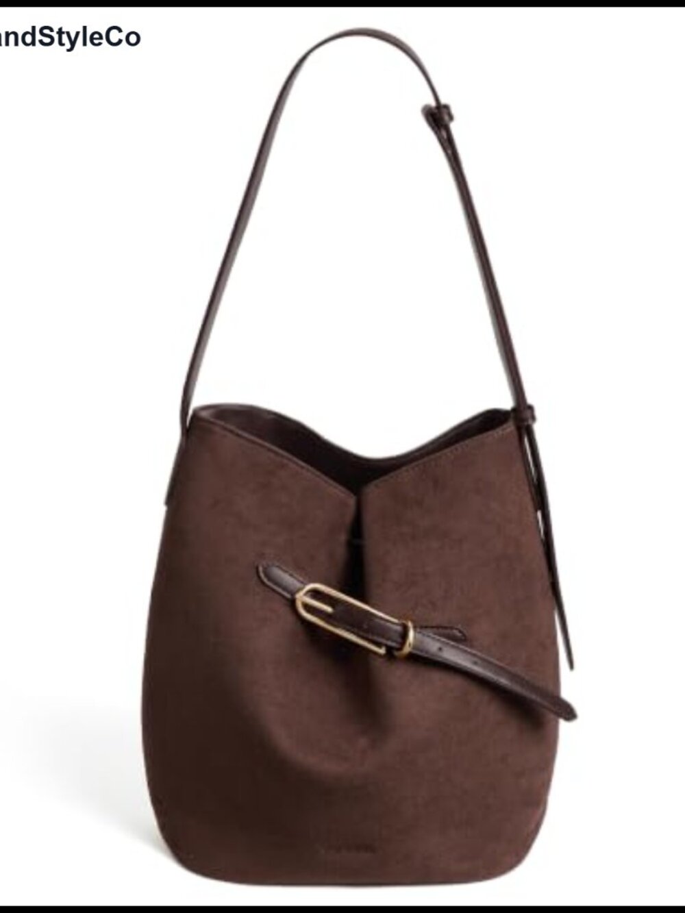Vegan Suede Bucket Bag Adjustable Strap Women Shoulder Purse